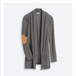 Honey Punch Siran Striped Elbow Patch Open Drape Cardigan